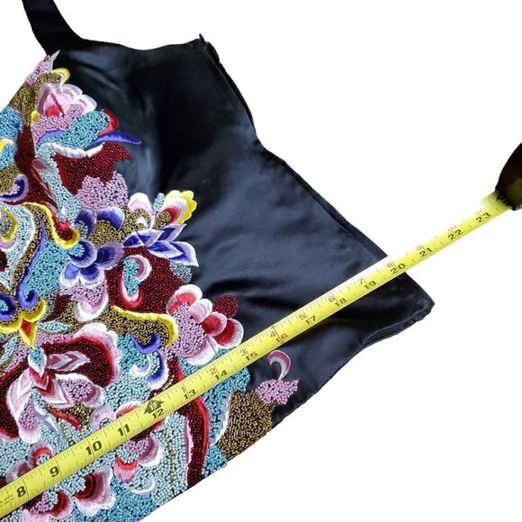 Custom Made By NIMA Womens Black Satiny Formal Beaded Sleeveless Top Size 48 - Picture 4 of 8